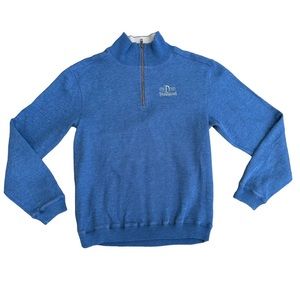 Disney Parks Sweatshirt Mens 1/2 Zip Long Sleeve Cowl Neck Stretch Blue Small